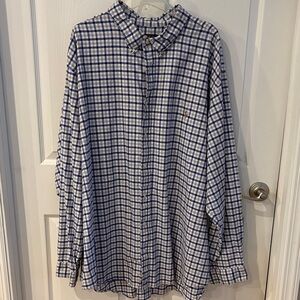 Ralph Lauren Men's Blue and White Checkered Shirt.  Classic Fit